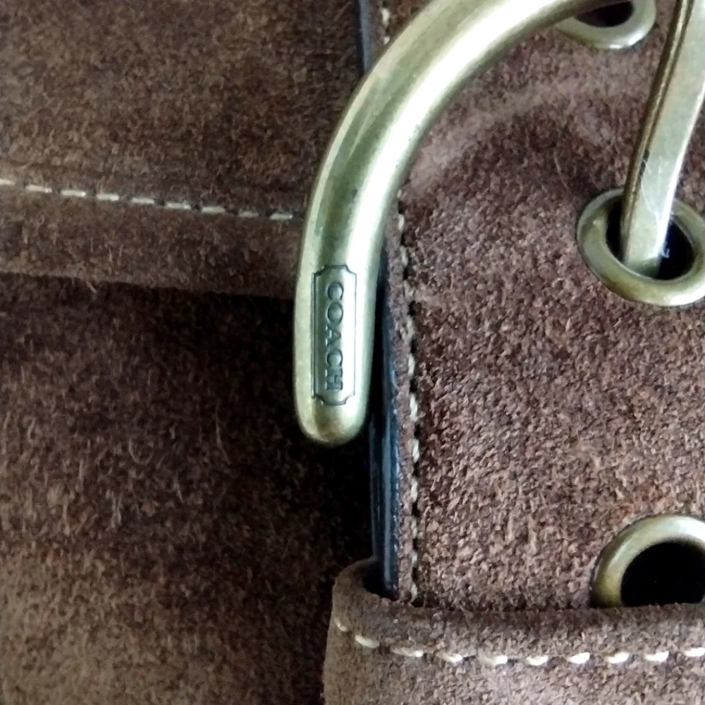 COACH Vintage Rare Brown Suede Fringe Saddlebag Crossbody Nwot 5484 Limited Edit - Picture 3 of 16